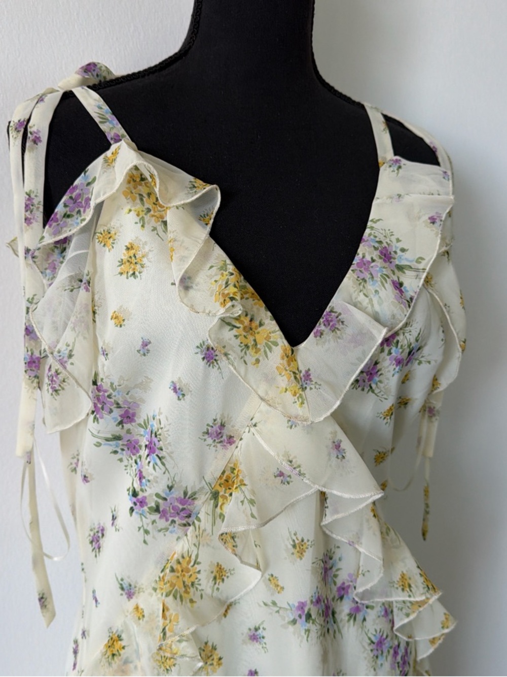 Steve Madden Cream Floral Ruffle Maxi Dress - Picture 3 of 7
